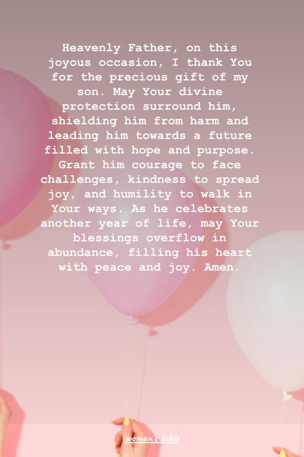 A Mother's Prayer for Son's Birthday Blessings