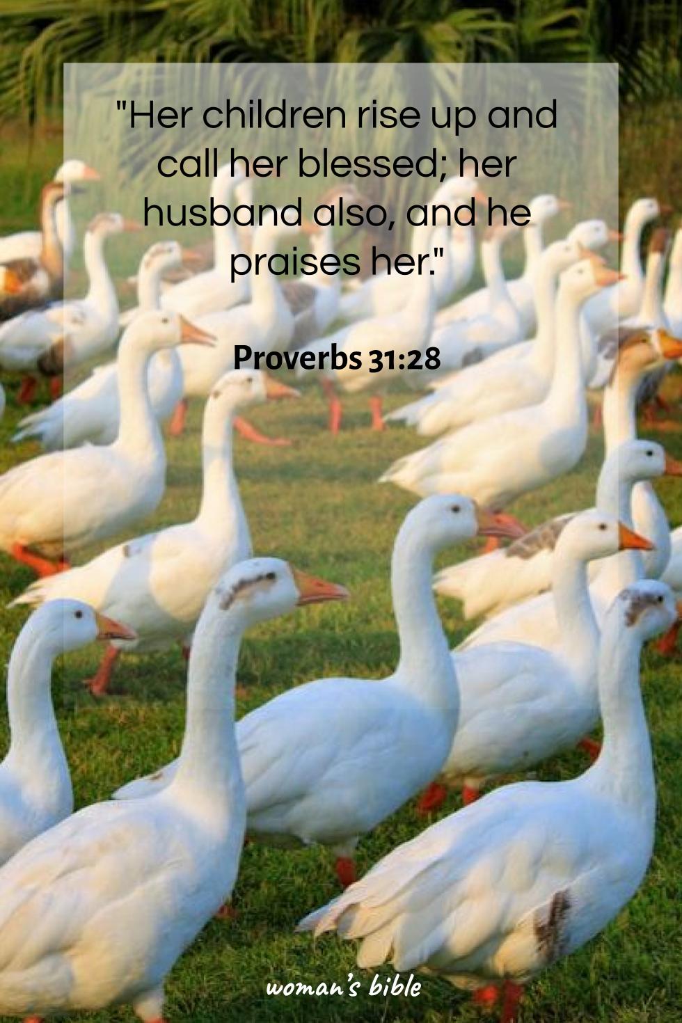 bible verses about gracious woman Proverbs 31:28