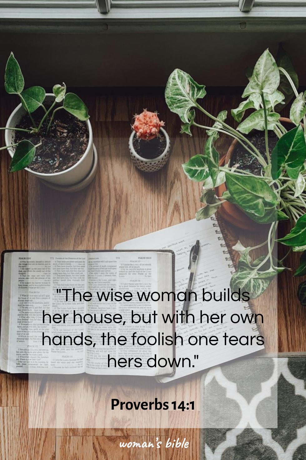 bible verses about women's self-worth Proverbs 14:1