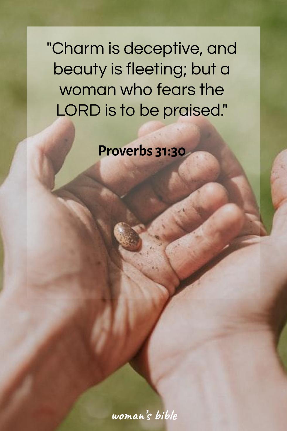 daily verse for woman Sunday, April 14th, 2024 Proverbs 31:30