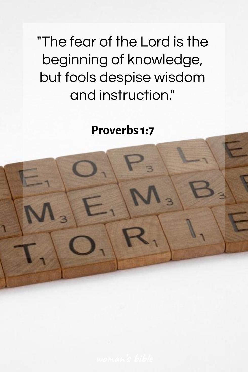 daily verse for woman Sunday, April 28th, 2024 Proverbs 1:7