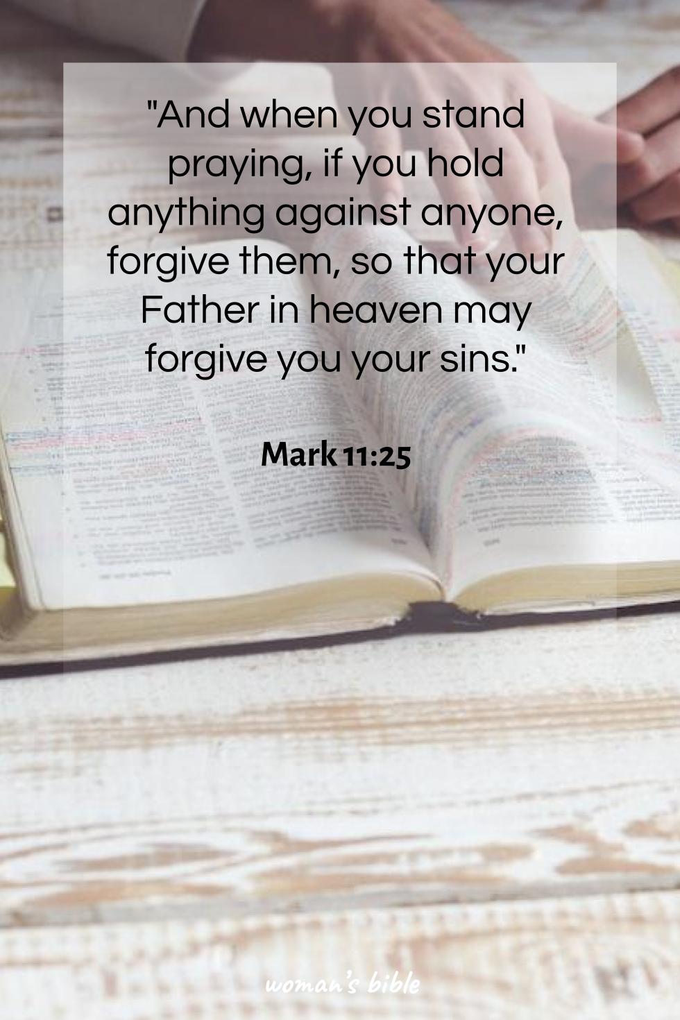 Bible Verses About Forgiving Others Who Hurt You Mark 11:25