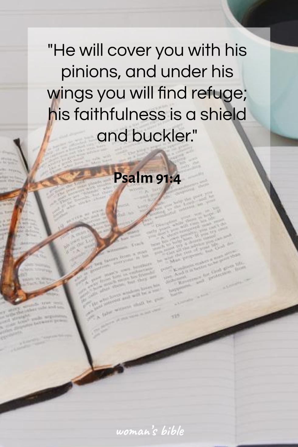 Bible Verses for Overcoming Fear and Anxiety Psalm 91:4