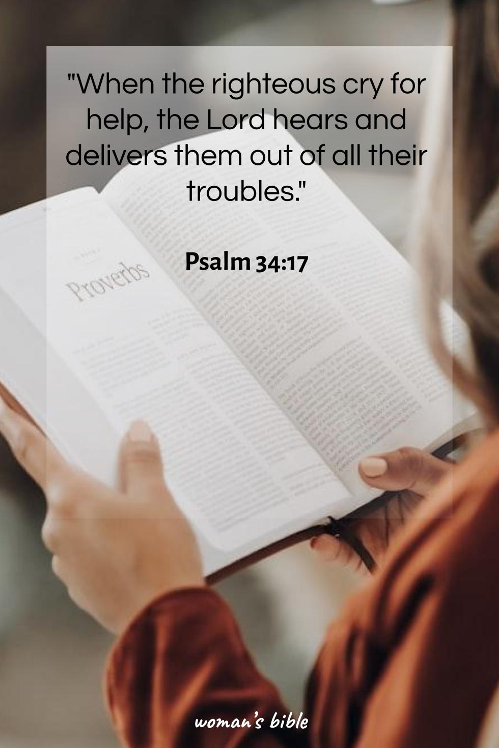 Bible Verses for Overcoming Fear and Anxiety Psalm 34:17