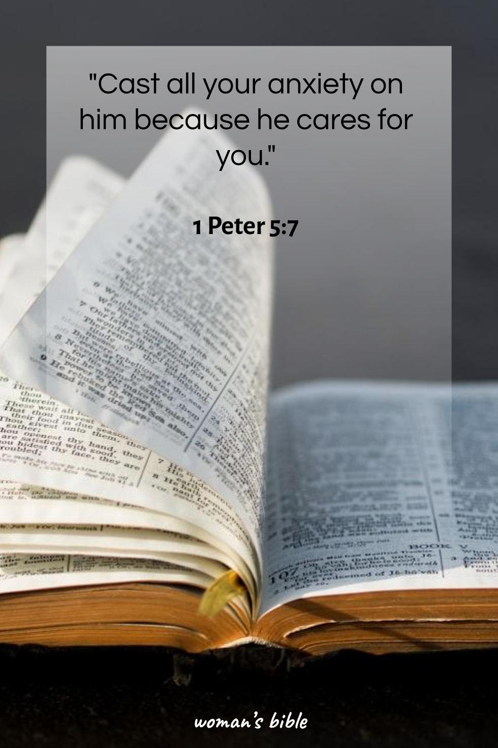 Bible Verses for Overcoming Fear and Anxiety 1 Peter 5:7