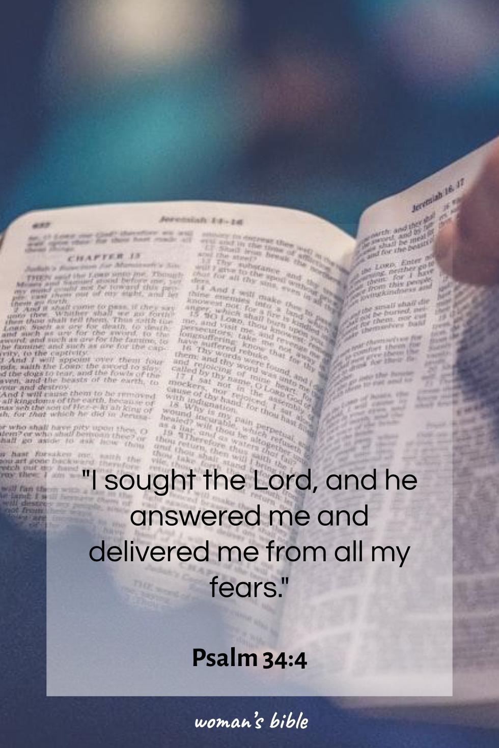 Bible Verses for Overcoming Fear and Anxiety Psalm 34:4