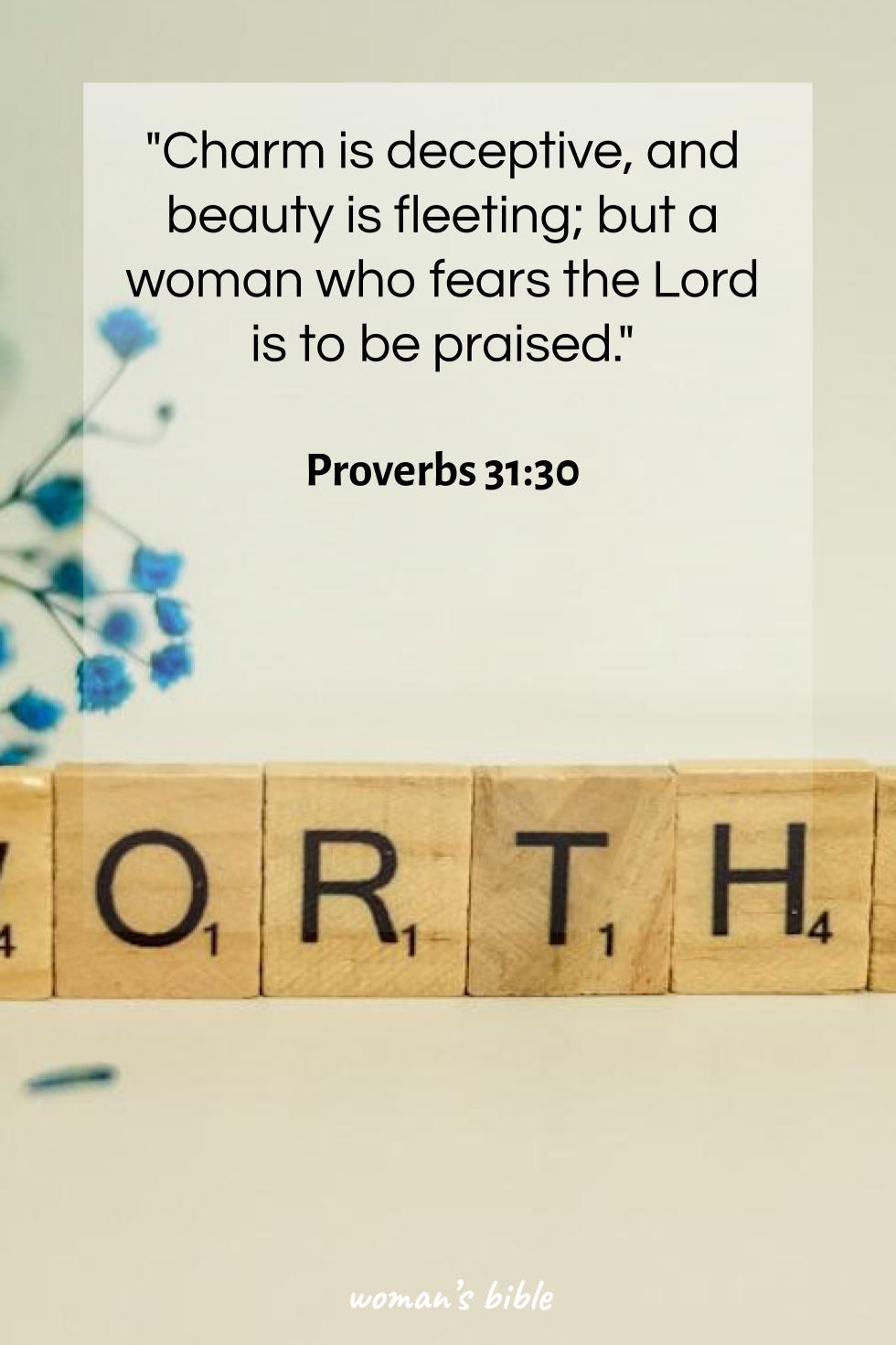 daily verse for woman Saturday, June 29th, 2024 Proverbs 31:30