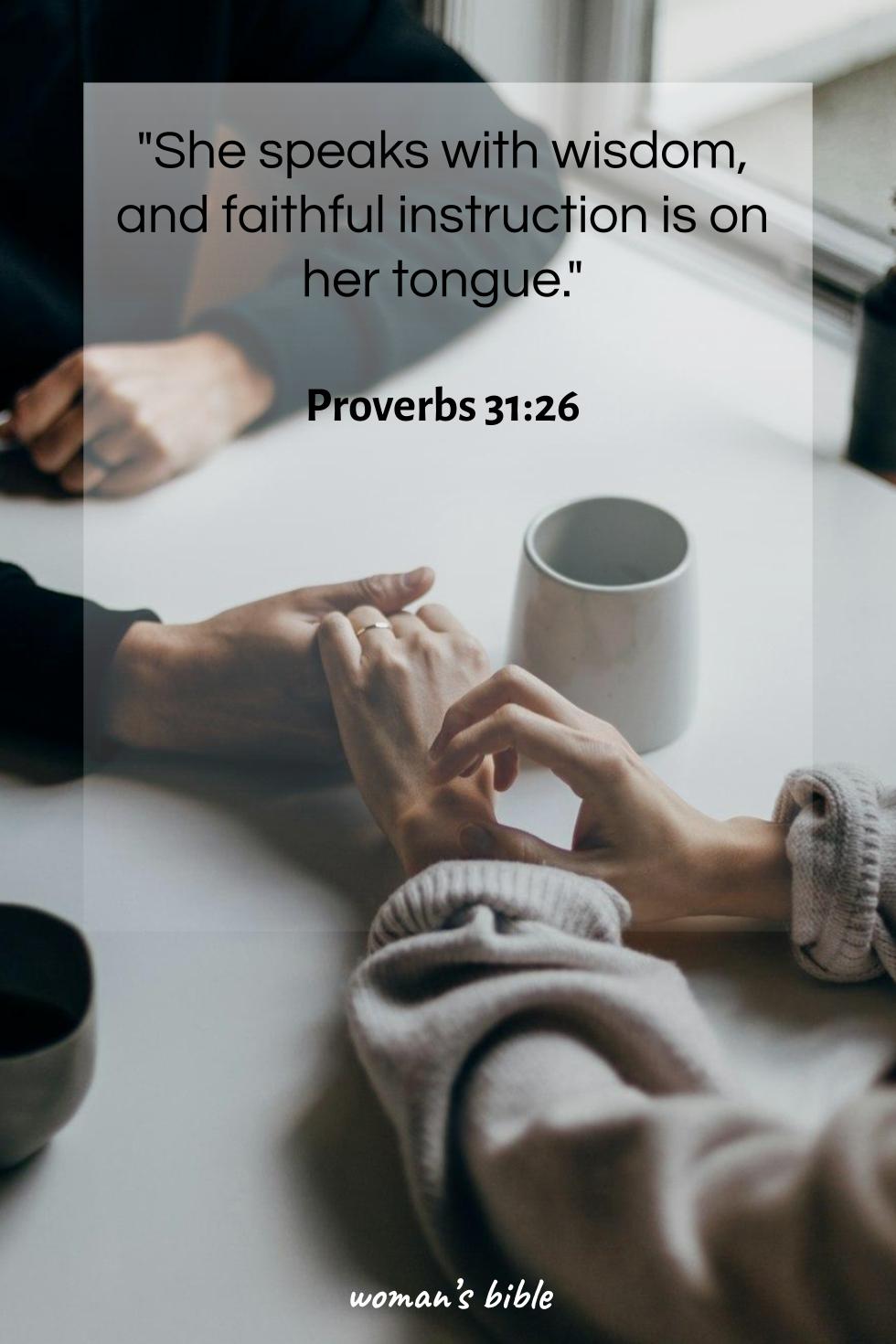 daily verse for woman Saturday, September 14th, 2024 Proverbs 31:26