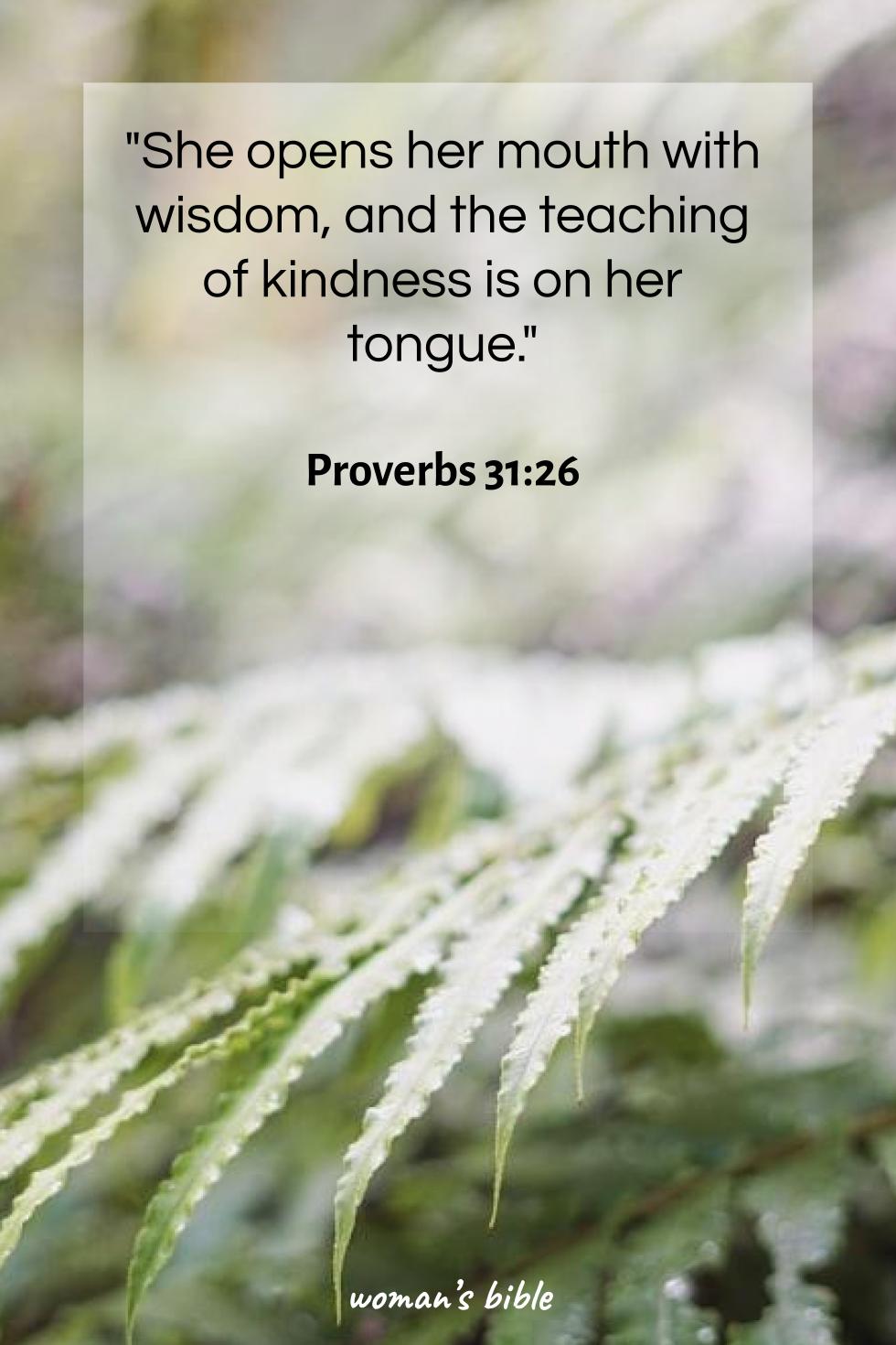 daily verse for woman Friday, December 20th, 2024 Proverbs 31:26