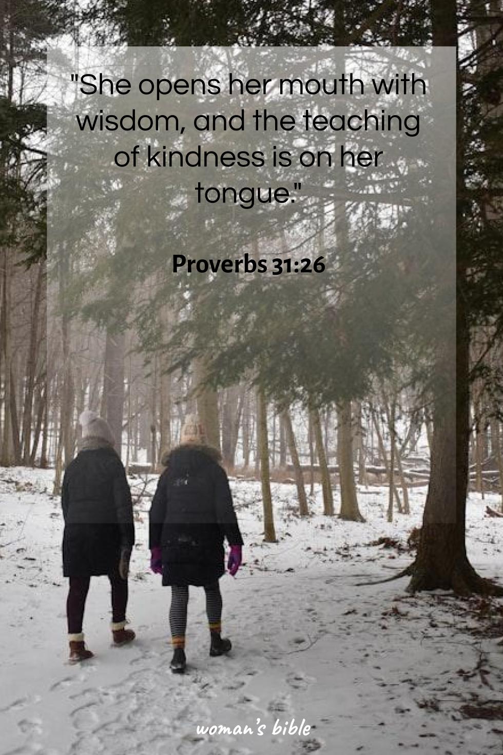 daily verse for woman Thursday, December 26th, 2024 Proverbs 31:26