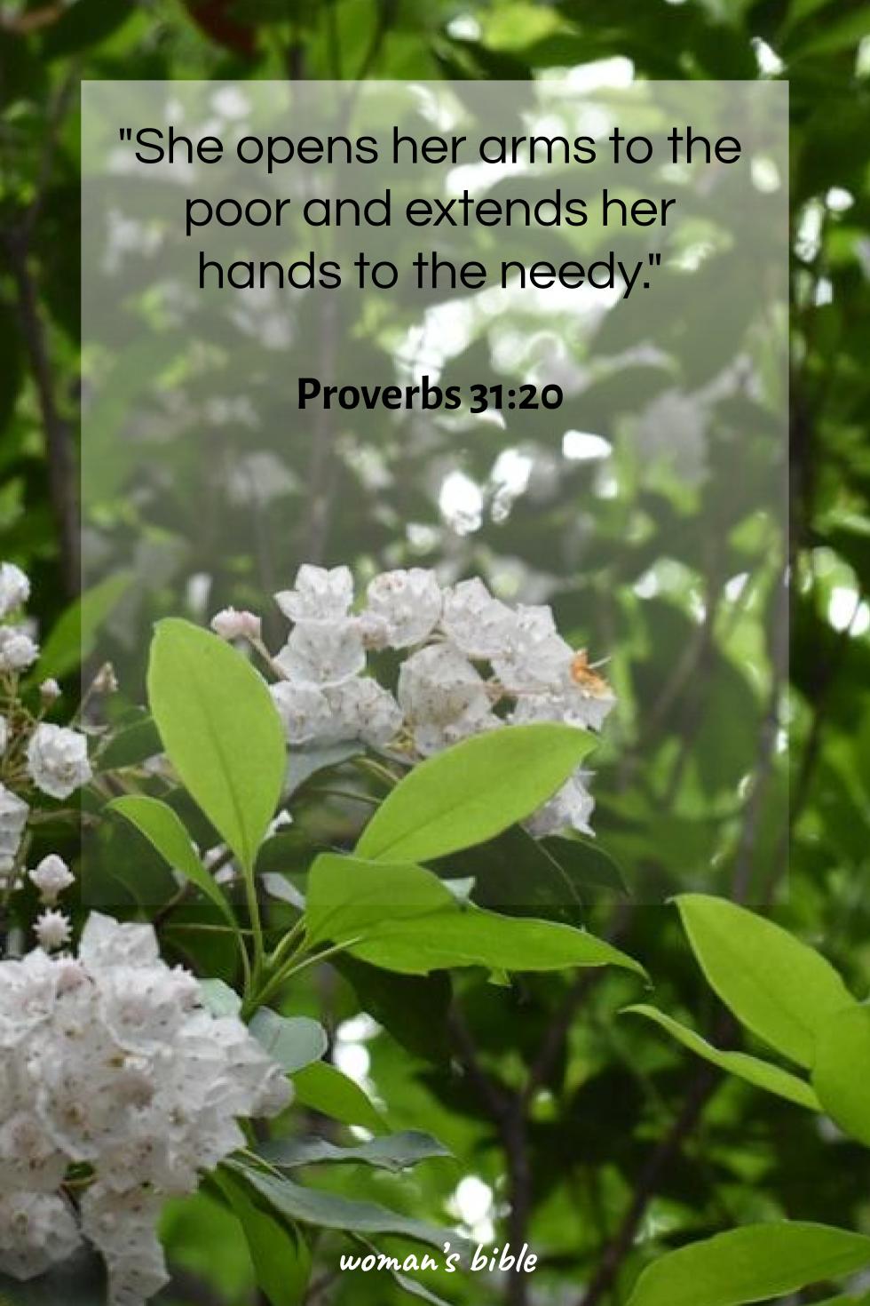 daily verse for woman Friday, January 10th, 2025 Proverbs 31:20