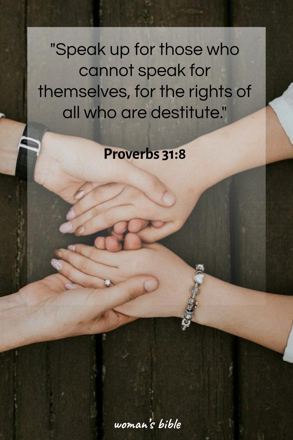 daily verse for woman Friday, January 24th, 2025 Proverbs 31:8