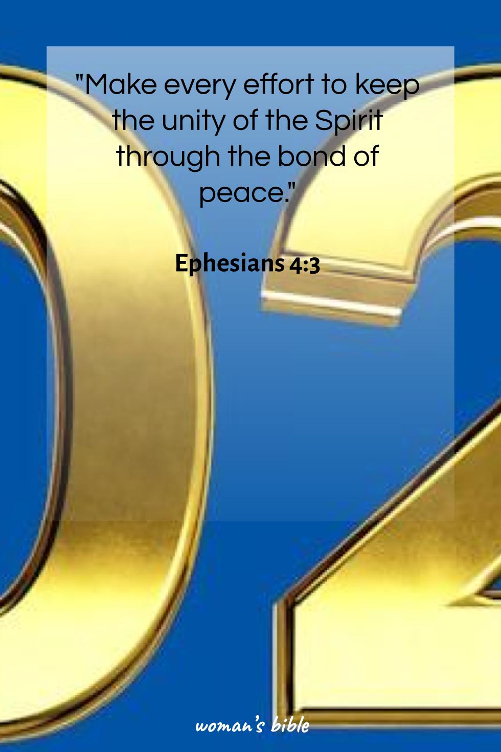 daily verse for woman Sunday, January 12th, 2025 Ephesians 4:3