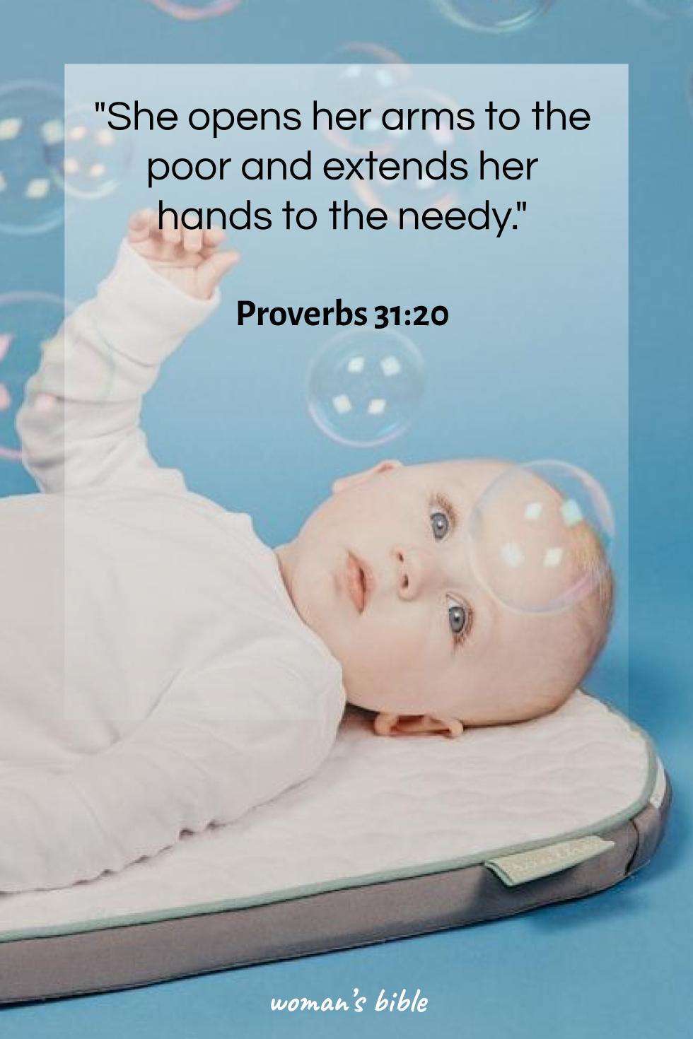 daily verse for woman Friday, July 18th, 2025 Proverbs 31:20
