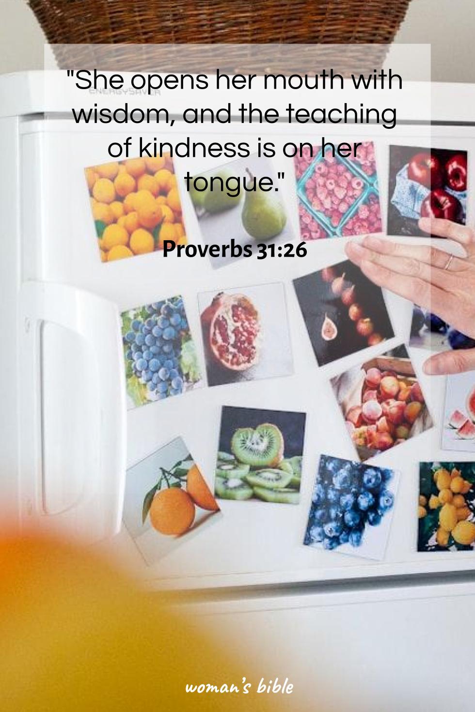 daily verse for woman Thursday, August 14th, 2025 Proverbs 31:26