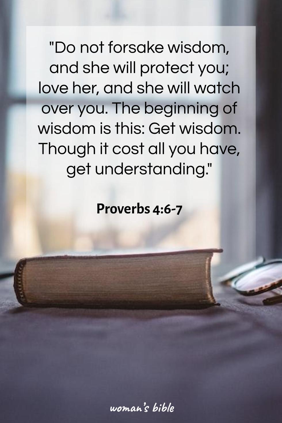 daily verse for woman Friday, September 19th, 2025 Proverbs 4:6-7