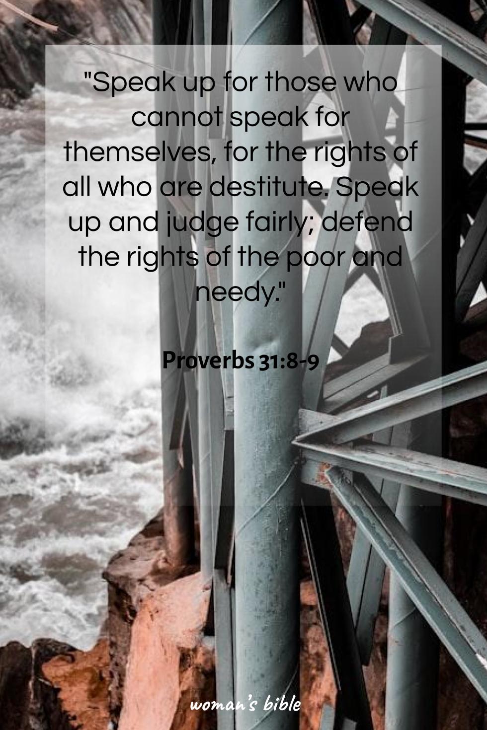 daily verse for woman Thursday, September 25th, 2025 Proverbs 31:8-9