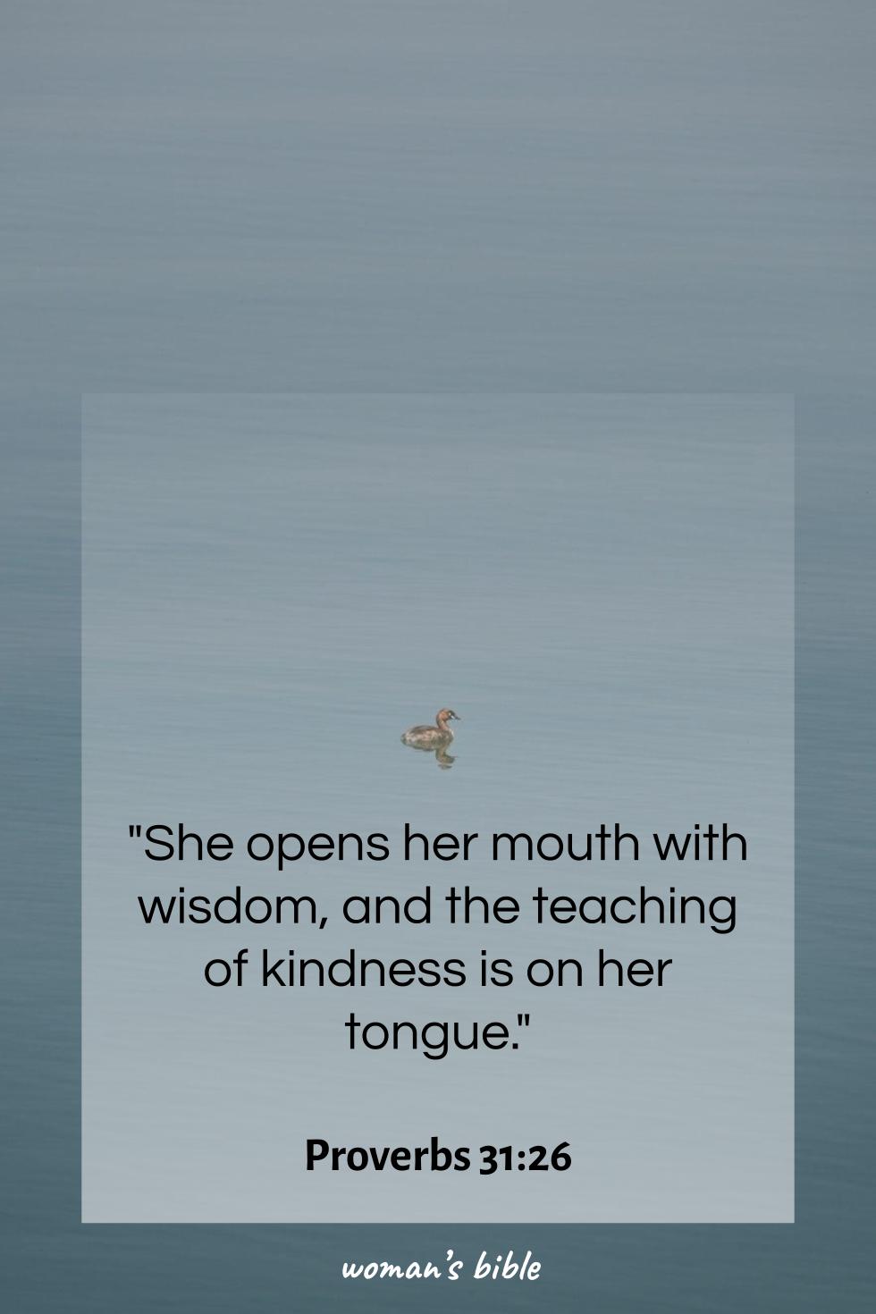 daily verse for woman Wednesday, December 31st, 2025 Proverbs 31:26