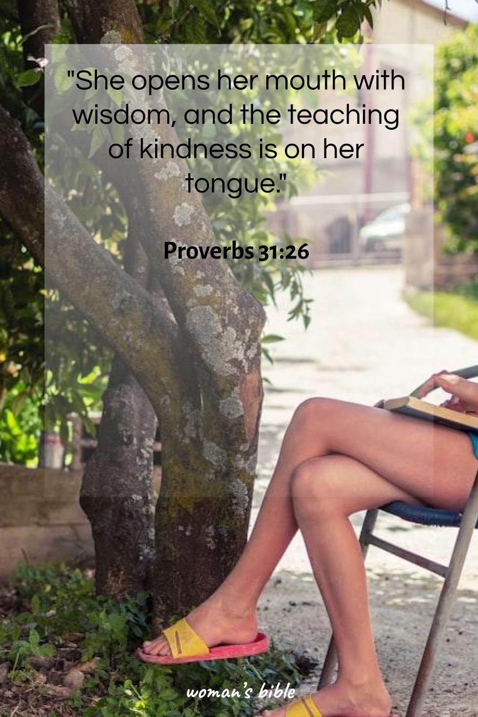 daily verse for woman Saturday, February 14th, 2026 Proverbs 31:26