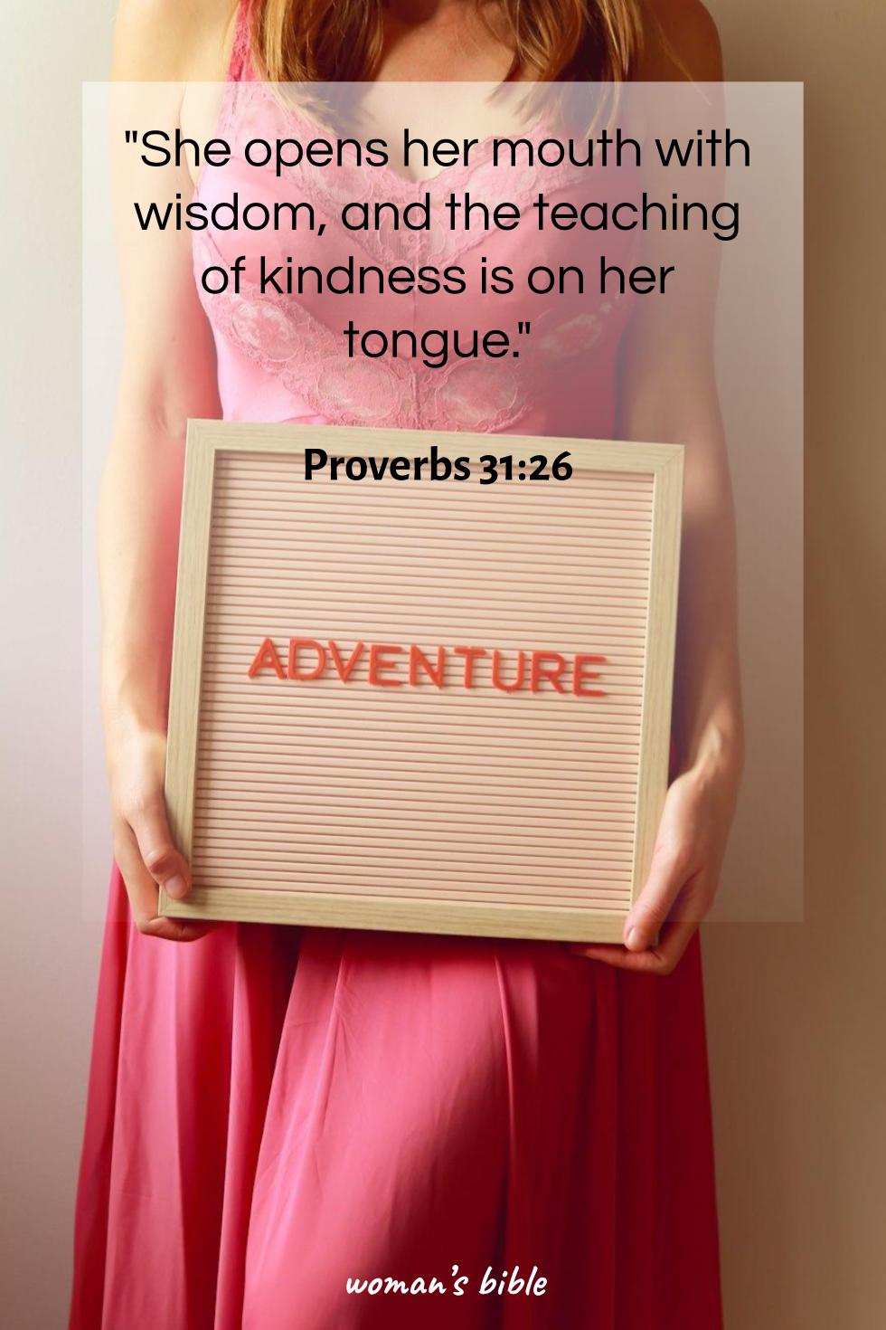 daily verse for woman Saturday, February 21st, 2026 Proverbs 31:26