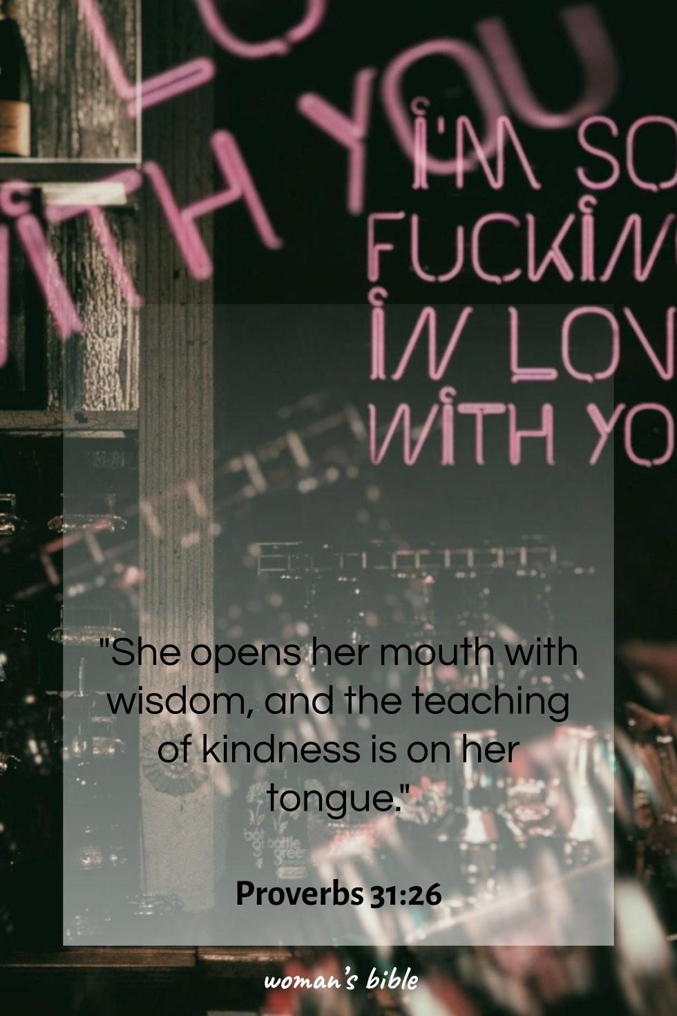 daily verse for woman Thursday, March 19th, 2026 Proverbs 31:26