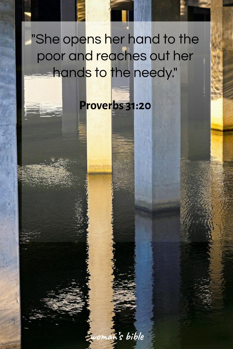 daily verse for woman Monday, April 13th, 2026 Proverbs 31:20
